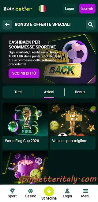 Bonus e offerte speciali di SpinBetter