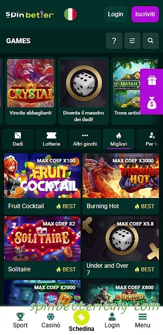 I migliori giochi disponibili su Spinbetter Italia: slot, roulette, blackjack e casinò dal vivo