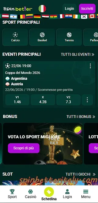 Homepage di SpinBetter Italia