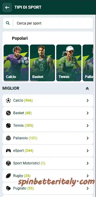 Sport: calcio, pallacanestro, tennis, nuoto e altre discipline sportive